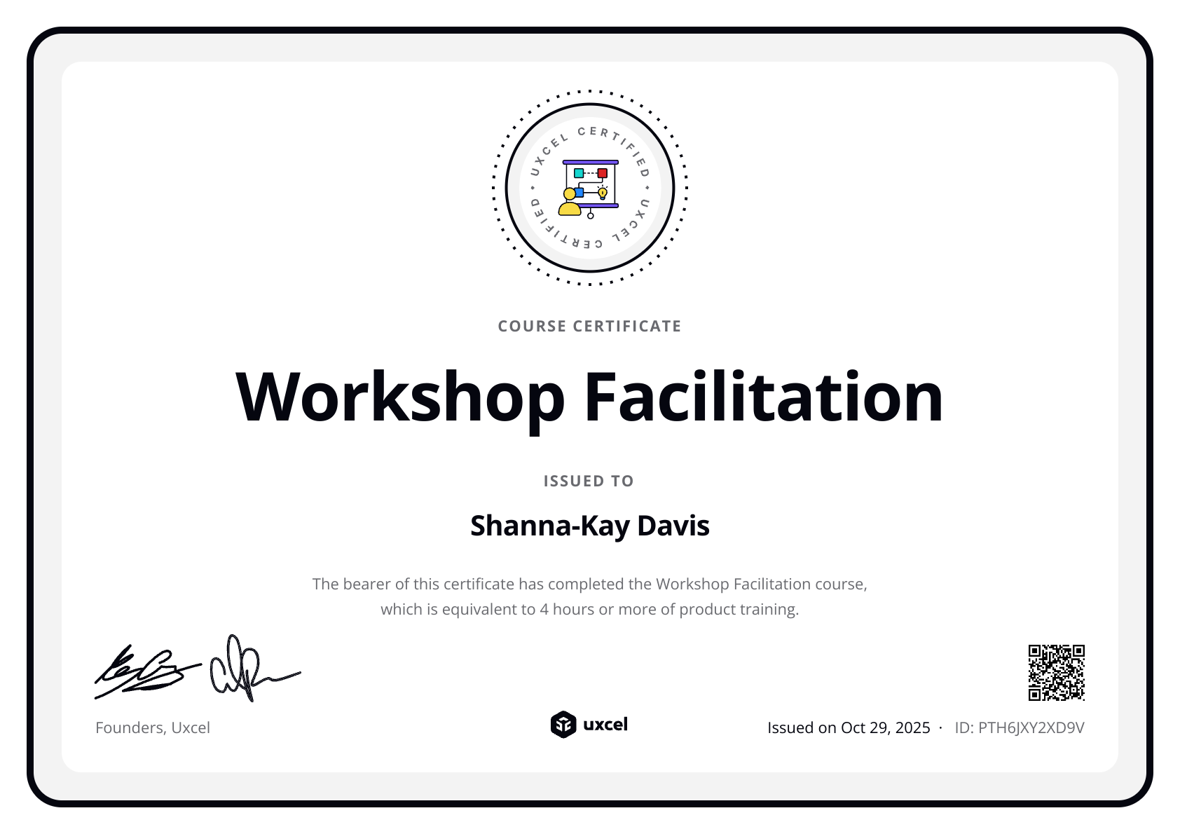 Shanna-Kay Davis's certificate